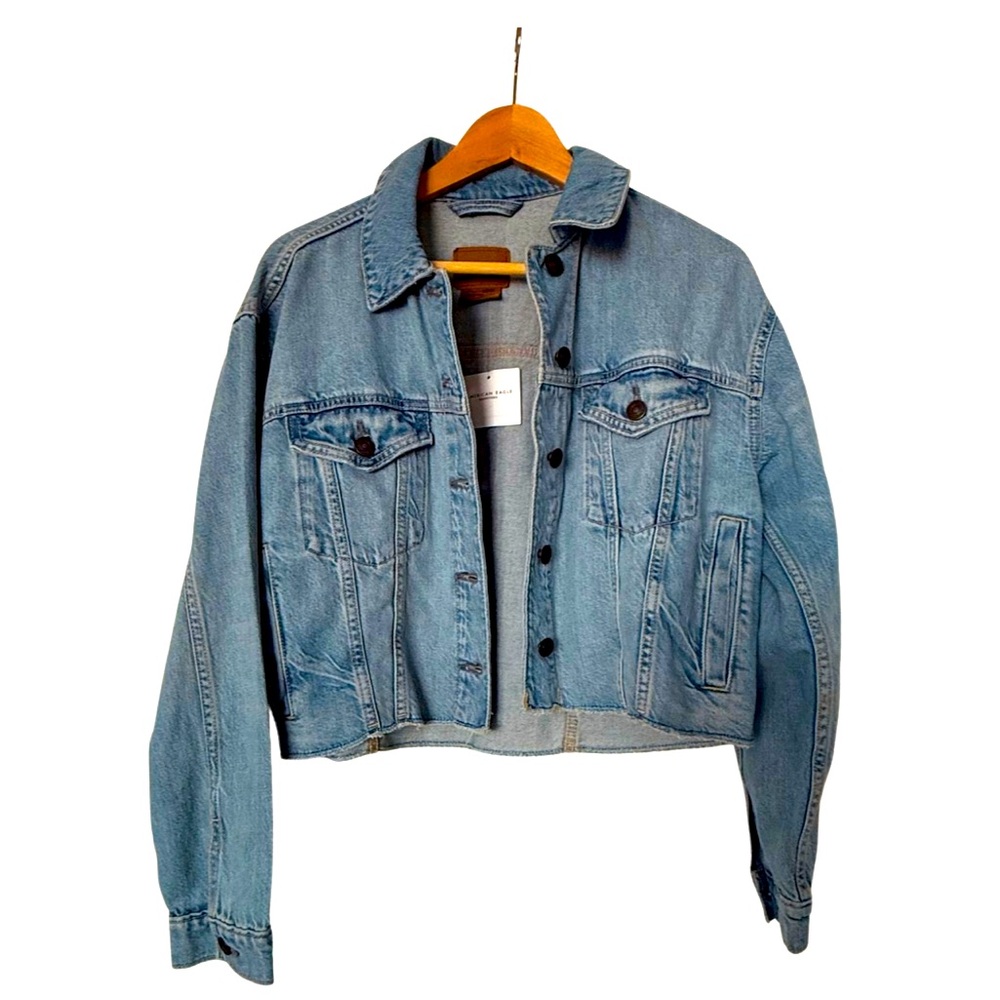 AE Cropped Blue Denim Jacket